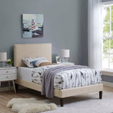 Macie Twin Fabric Platform Bed with Squared Tapered Legs Beige MOD-5967-BEI