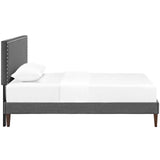 Macie Twin Fabric Platform Bed with Squared Tapered Legs Gray MOD-5967-GRY