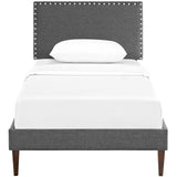 Macie Twin Fabric Platform Bed with Squared Tapered Legs Gray MOD-5967-GRY