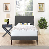 Macie Twin Fabric Platform Bed with Squared Tapered Legs Gray MOD-5967-GRY