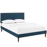 Macie Queen Fabric Platform Bed with Squared Tapered Legs Azure MOD-5971-AZU