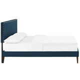 Macie Queen Fabric Platform Bed with Squared Tapered Legs Azure MOD-5971-AZU