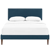 Macie Queen Fabric Platform Bed with Squared Tapered Legs Azure MOD-5971-AZU