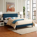 Macie Queen Fabric Platform Bed with Squared Tapered Legs Azure MOD-5971-AZU