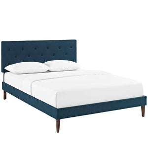 Tarah King Fabric Platform Bed with Squared Tapered Legs Azure MOD-5989-AZU