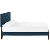 Tarah King Fabric Platform Bed with Squared Tapered Legs Azure MOD-5989-AZU