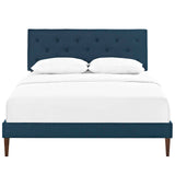 Tarah King Fabric Platform Bed with Squared Tapered Legs Azure MOD-5989-AZU