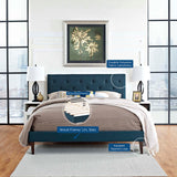 Tarah King Fabric Platform Bed with Squared Tapered Legs Azure MOD-5989-AZU