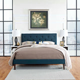 Tarah King Fabric Platform Bed with Squared Tapered Legs Azure MOD-5989-AZU