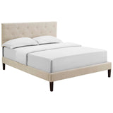 Tarah King Fabric Platform Bed with Squared Tapered Legs Beige MOD-5989-BEI