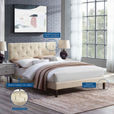 Tarah King Fabric Platform Bed with Squared Tapered Legs Beige MOD-5989-BEI