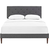 Tarah King Fabric Platform Bed with Squared Tapered Legs Gray MOD-5989-GRY