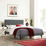 Tarah King Fabric Platform Bed with Squared Tapered Legs Gray MOD-5989-GRY