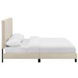 Melanie King Tufted Button Upholstered Fabric Platform Bed Beige MOD-5994-BEI