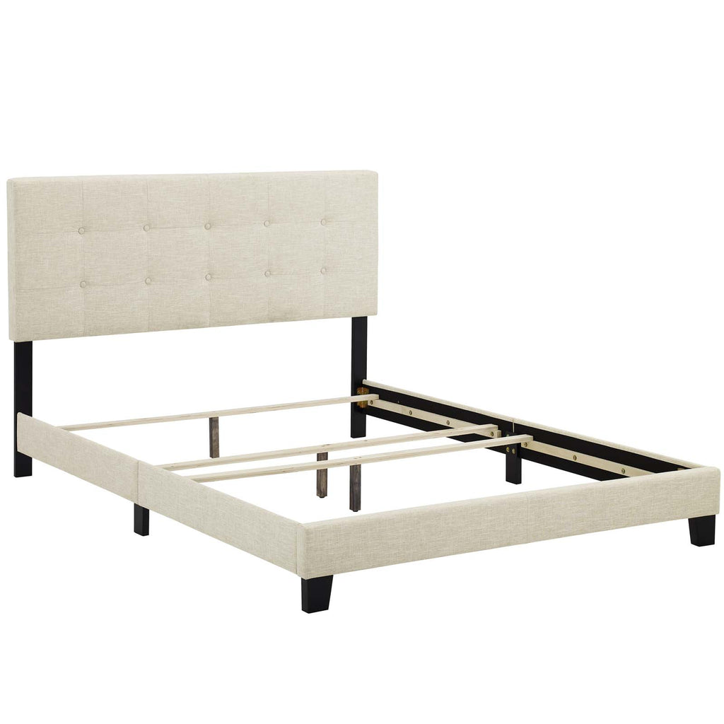 Amira Twin Upholstered Fabric Bed Beige MOD-5999-BEI