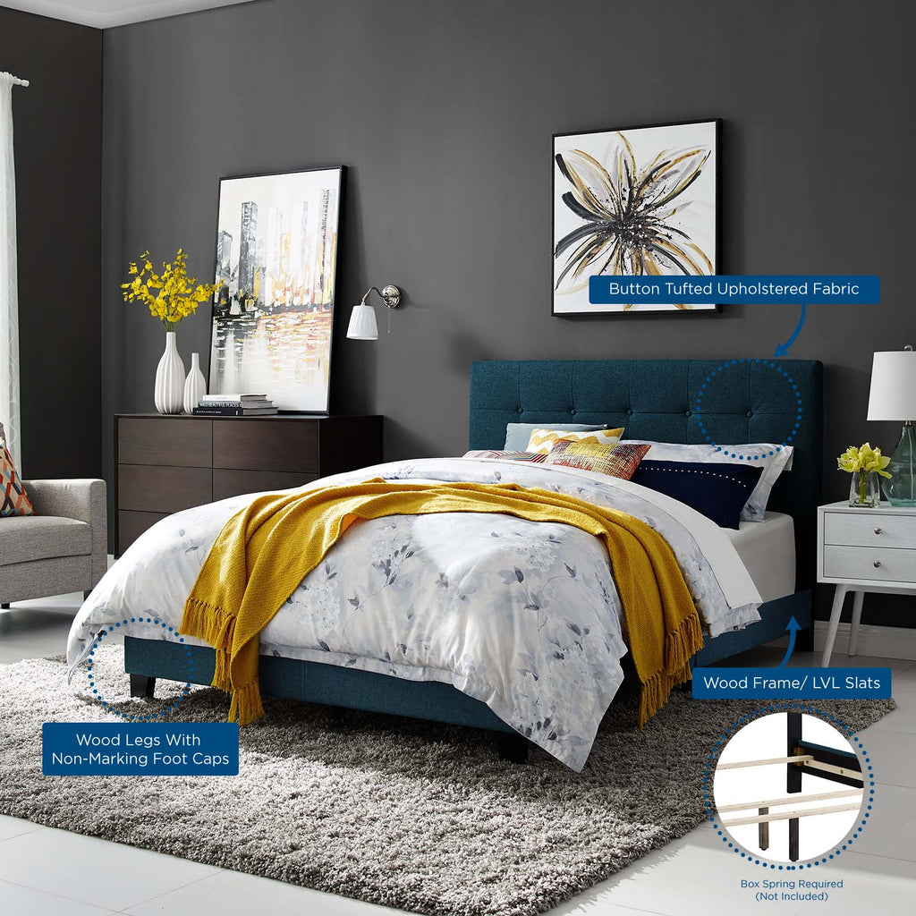 Amira Queen Upholstered Fabric Bed Azure MOD-6001-AZU