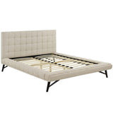 Julia Queen Biscuit Tufted Upholstered Fabric Platform Bed Beige MOD-6007-BEI