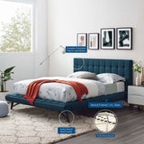 Julia Queen Biscuit Tufted Upholstered Fabric Platform Bed Blue MOD-6007-BLU