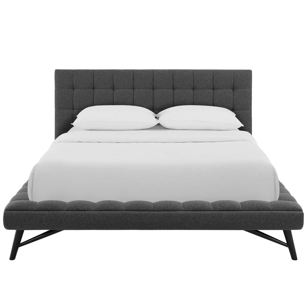 Julia Queen Biscuit Tufted Upholstered Fabric Platform Bed Gray MOD-6007-GRY