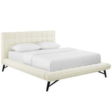 Julia Queen Biscuit Tufted Upholstered Fabric Platform Bed Ivory MOD-6007-IVO