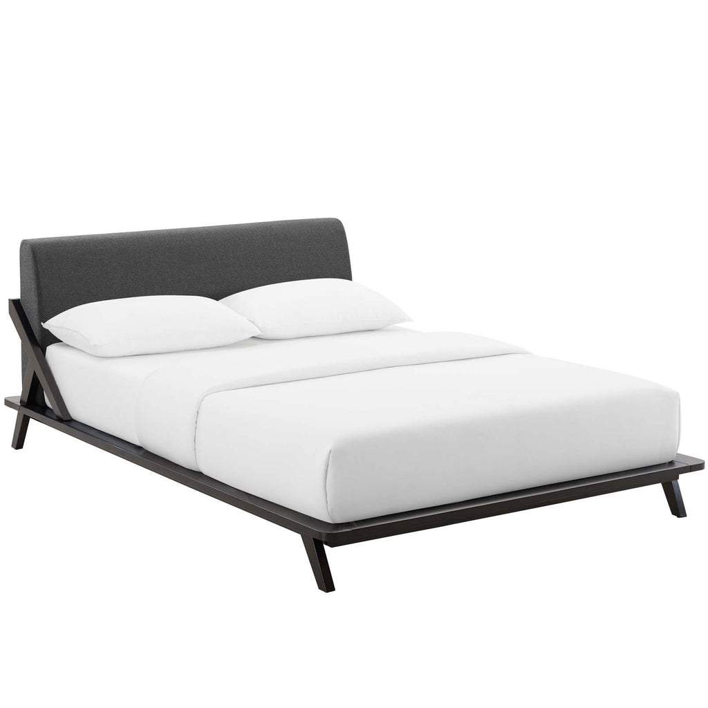 Luella Queen Upholstered Fabric Platform Bed Cappuccino Gray MOD-6047-CAP-GRY