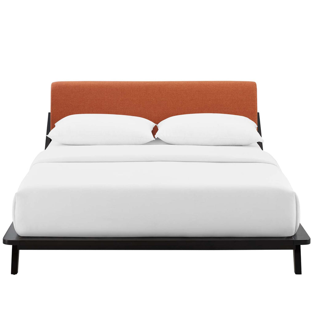 Luella Queen Upholstered Fabric Platform Bed Cappuccino Orange MOD-6047-CAP-ORA