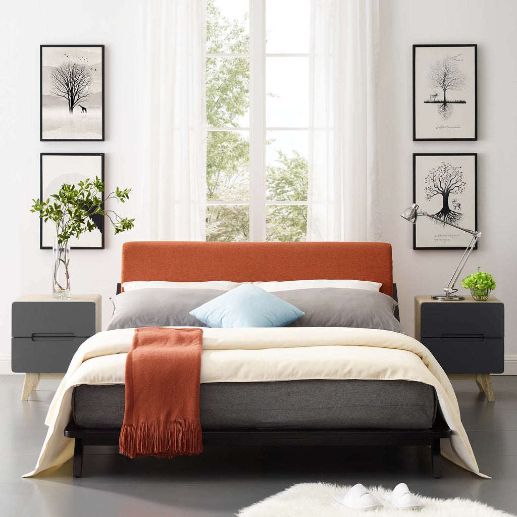 Luella Queen Upholstered Fabric Platform Bed Cappuccino Orange MOD-6047-CAP-ORA