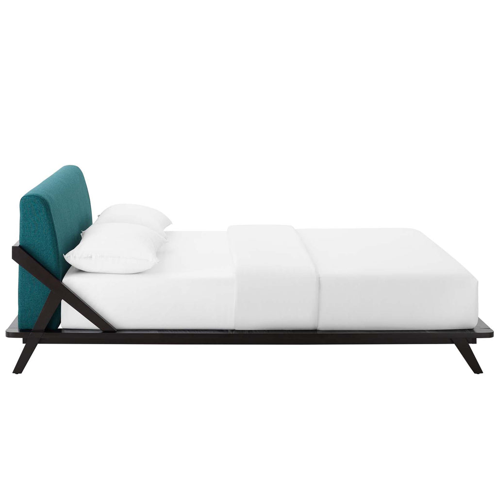 Luella Queen Upholstered Fabric Platform Bed Cappuccino Teal MOD-6047-CAP-TEA