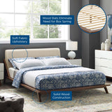 Luella Queen Upholstered Fabric Platform Bed Walnut Beige MOD-6047-WAL-BEI