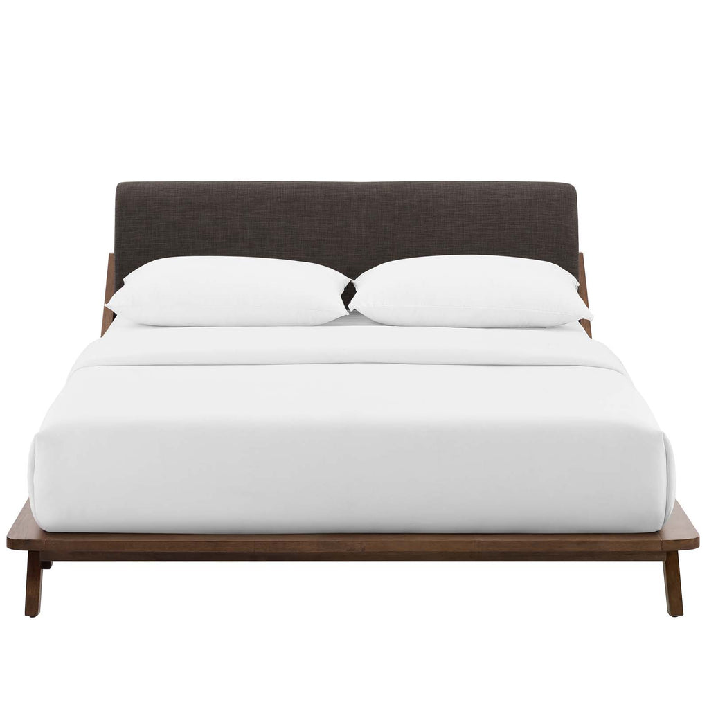 Luella Queen Upholstered Fabric Platform Bed Walnut Brown MOD-6047-WAL-BRN