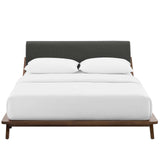 Luella Queen Upholstered Fabric Platform Bed Walnut Gray MOD-6047-WAL-GRY