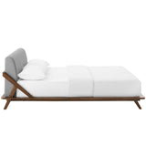 Luella Queen Upholstered Fabric Platform Bed Walnut Light Gray MOD-6047-WAL-LGR