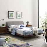 Luella Queen Upholstered Fabric Platform Bed Walnut Light Gray MOD-6047-WAL-LGR