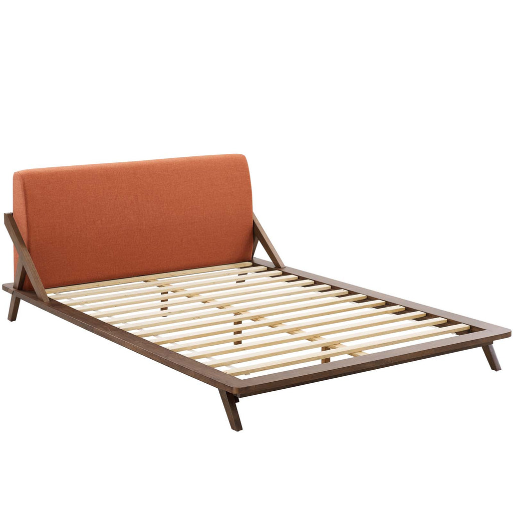 Luella Queen Upholstered Fabric Platform Bed Walnut Orange MOD-6047-WAL-ORA
