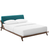 Luella Queen Upholstered Fabric Platform Bed Walnut Teal MOD-6047-WAL-TEA