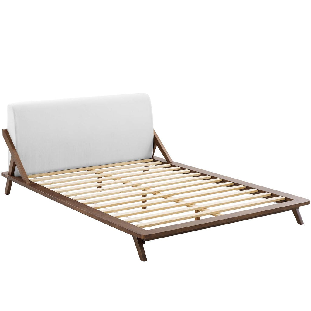 Luella Queen Upholstered Fabric Platform Bed Walnut White MOD-6047-WAL-WHI