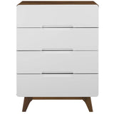 Origin Four-Drawer Chest or Stand Walnut White MOD-6075-WAL-WHI