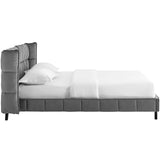 Makenna Queen Performance Velvet Platform Bed Gray MOD-6081-GRY