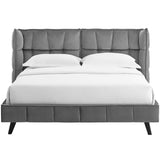 Makenna Queen Performance Velvet Platform Bed Gray MOD-6081-GRY