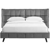 Makenna Queen Performance Velvet Platform Bed Gray MOD-6081-GRY