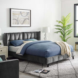 Makenna Queen Performance Velvet Platform Bed Gray MOD-6081-GRY