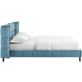 Makenna Queen Performance Velvet Platform Bed Sea MOD-6081-SEA