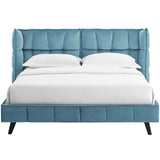 Makenna Queen Performance Velvet Platform Bed Sea MOD-6081-SEA