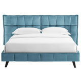 Makenna Queen Performance Velvet Platform Bed Sea MOD-6081-SEA