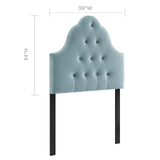 Sovereign Twin Diamond Tufted Performance Velvet Headboard Light Blue MOD-6122-LBU