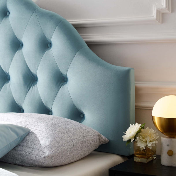 Modway Furniture Sovereign Full Diamond Tufted Performance Velvet Headboard Light Blue 4 x 56 x 64.5