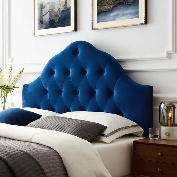 Sovereign Full Diamond Tufted Performance Velvet Headboard Navy MOD-6123-NAV