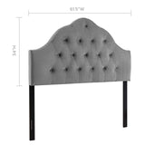 Sovereign Queen Diamond Tufted Performance Velvet Headboard Gray MOD-6124-GRY