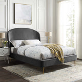 Mira Upholstered Performance Velvet Queen Platform Bed Gray MOD-6131-GRY