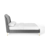 Mira Upholstered Performance Velvet Queen Platform Bed Gray MOD-6131-GRY